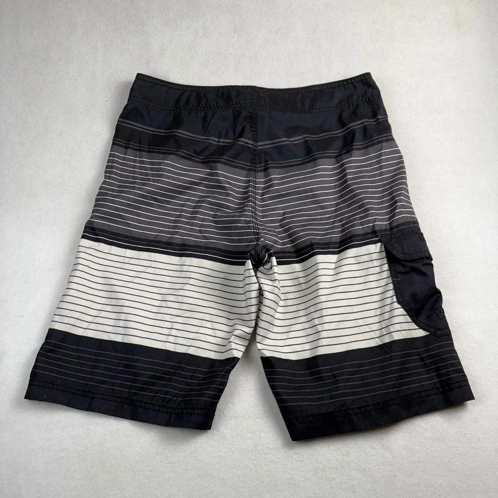 Hurley‎ Mens Striped Board Shorts Black Grey White Size 33 B5253-00 MBS0002980